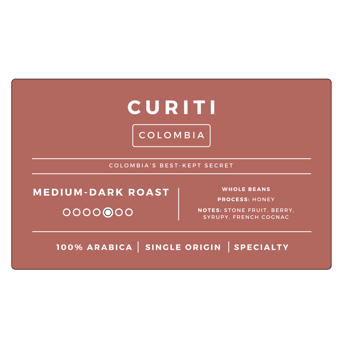 Colombia Curiti Honey Processed | Medium-Dark
