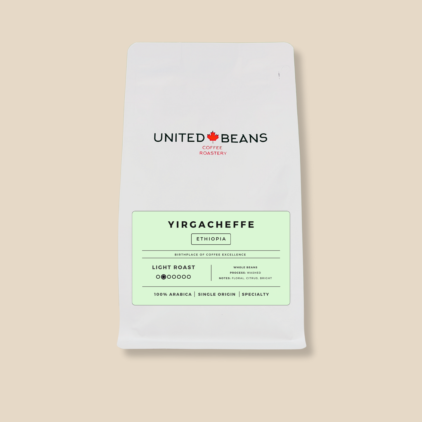 <img src="ethiopia-yirgacheffe-light-roast.png" alt="Ethiopia Yirgacheffe light roast coffee beans – floral, citrus, and bright 300g bag">