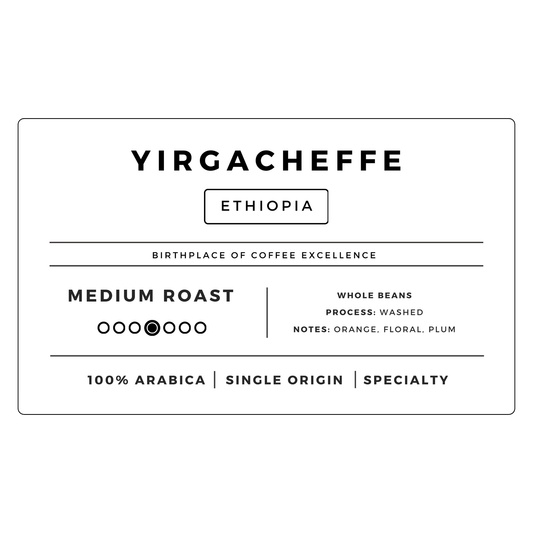 <img src="yirgacheffe-medium-roast-beans.png" alt="Medium roast Yirgacheffe coffee beans with jasmine, citrus, and berry tasting notes">