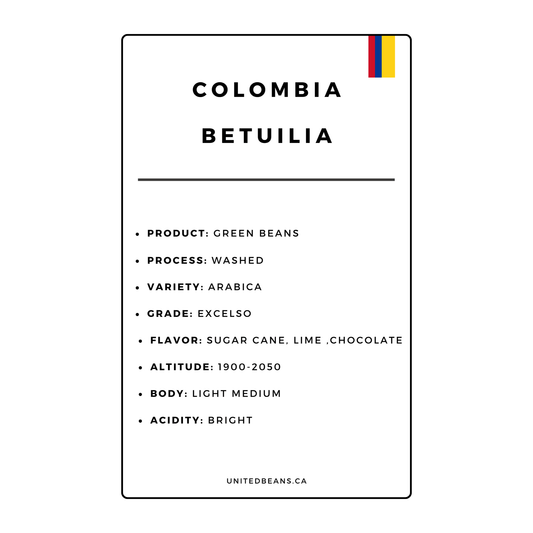 Green Coffee Beans | Colombia Betulia - United Beans specialty coffee beans in Canada