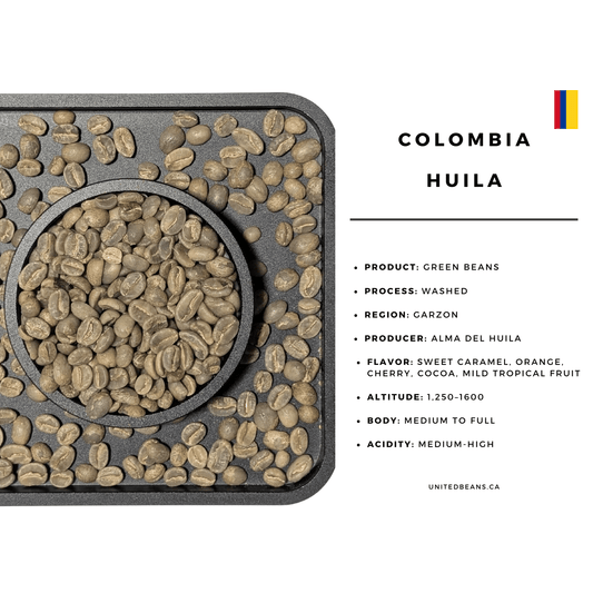 Green Coffee Beans | Colombia Huila Excelso - United Beans specialty coffee beans in Canada