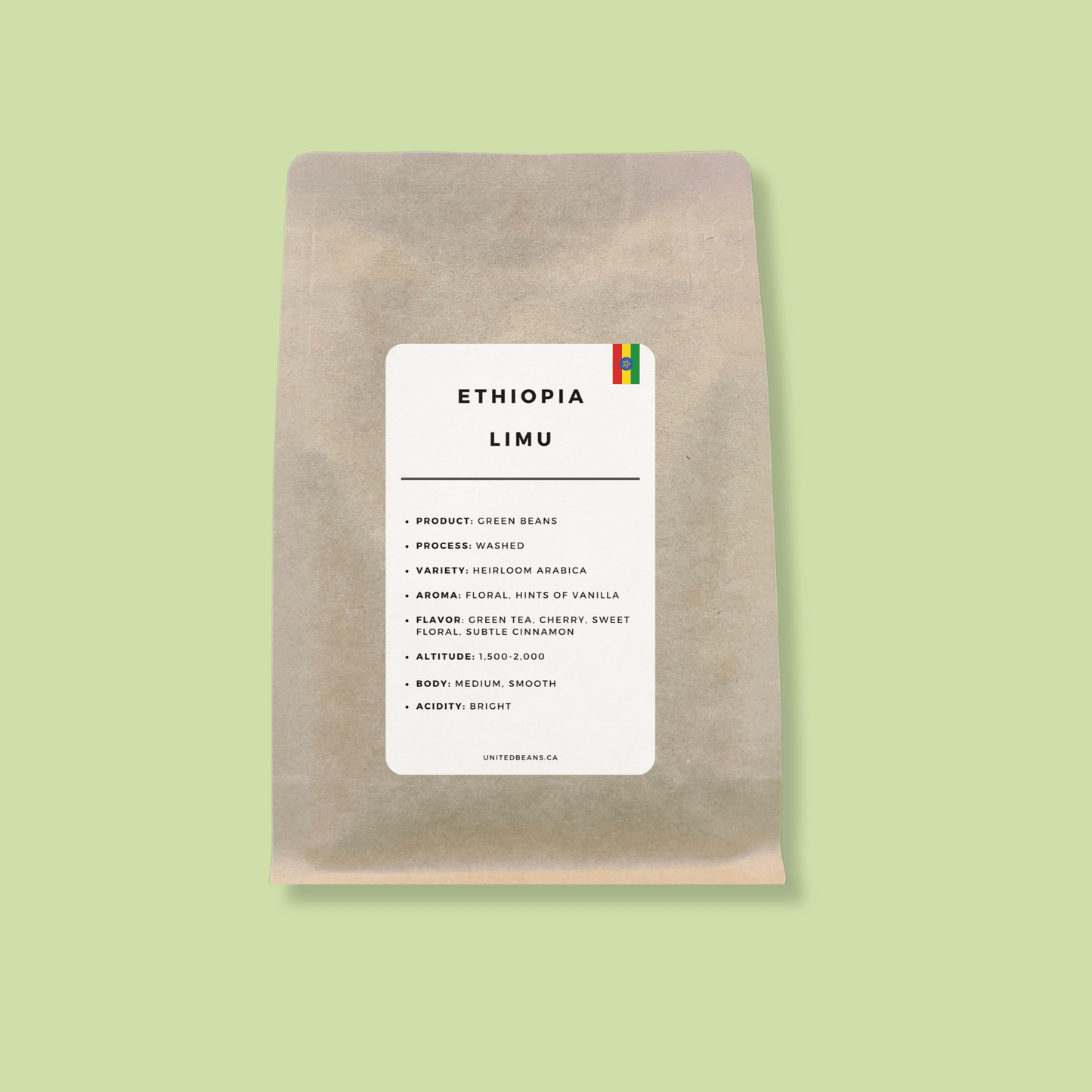 Green Coffee Beans | Ethiopia Limu - United Beans specialty coffee beans in Canada
