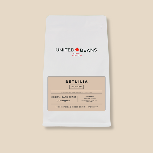 <img src="colombia-betulia-coffee.png" alt="Colombia Betulia medium-dark roast coffee label with notes of sugar cane, lime, and chocolate, 100% Arabica single-origin beans">