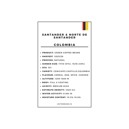 Colombia Santander Natural - Green Coffee Beans