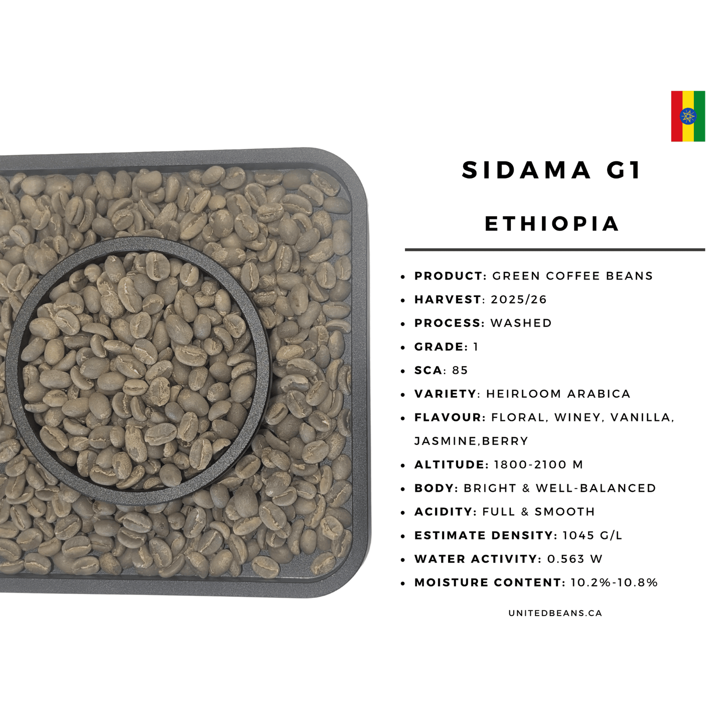 Ethiopia Sidama G1 Washed — Green Coffee Beans