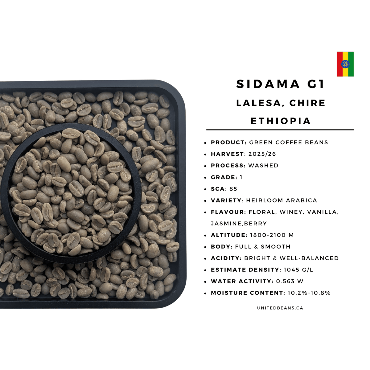Ethiopia Sidama Chire G1 Washed — Green Coffee Beans