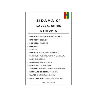 Ethiopia Sidama Chire G1 Washed — Green Coffee Beans