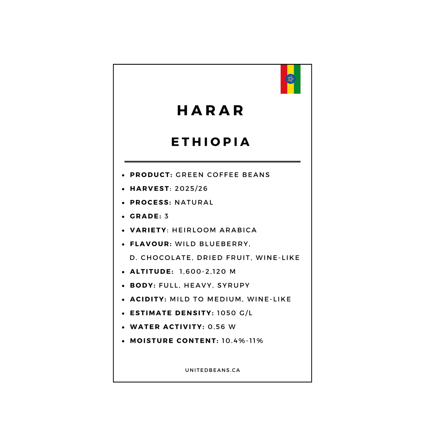 Ethiopia Harrar G3 Natural - Green Coffee Beans