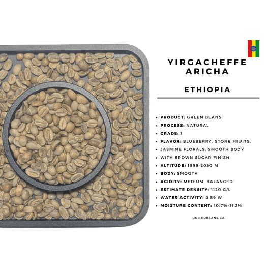 Ethiopia Yirgacheffe Aricha — G1 Natural Green Coffee Beans — Blueberry, Stone Fruit and Jasmine