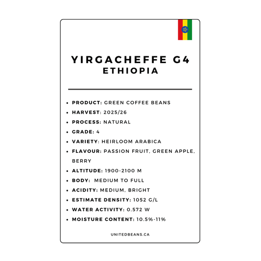 Ethiopia Yirgacheffe G4 Natural - Green Coffee Beans - Passion Fruit, Green Apple and Berry