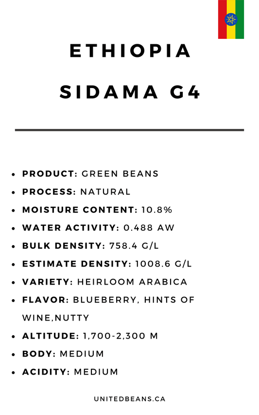 Ethiopian Sidama Natural G4 Green Coffee Beans - United Beans specialty coffee beans in Canada
