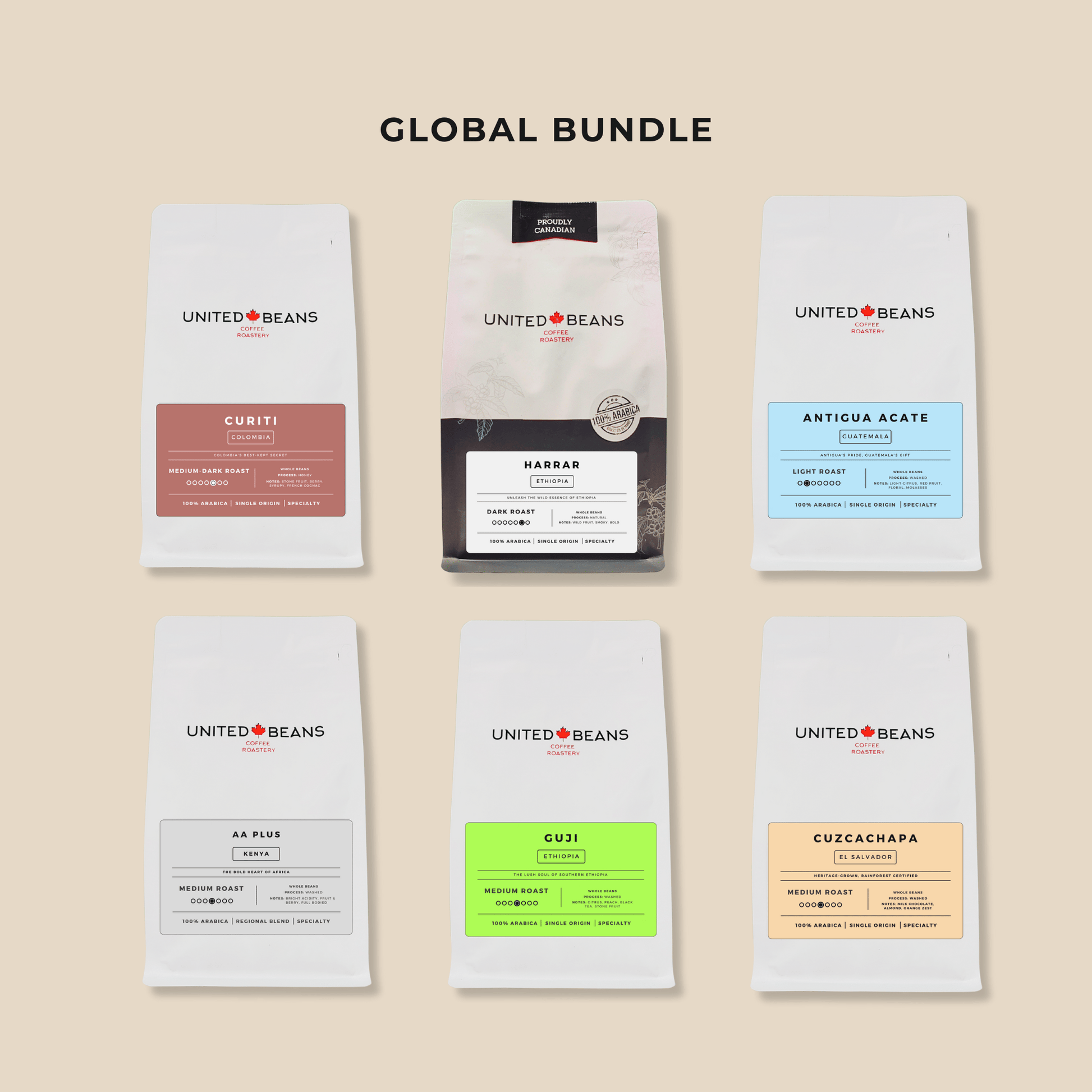 Global Coffee Collection | 6 Bags - United Beans specialty coffee beans in Canada