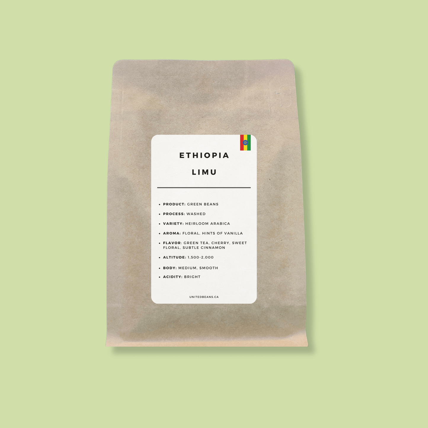 Green Coffee Beans | Ethiopia Limu - United Beans specialty coffee beans in Canada