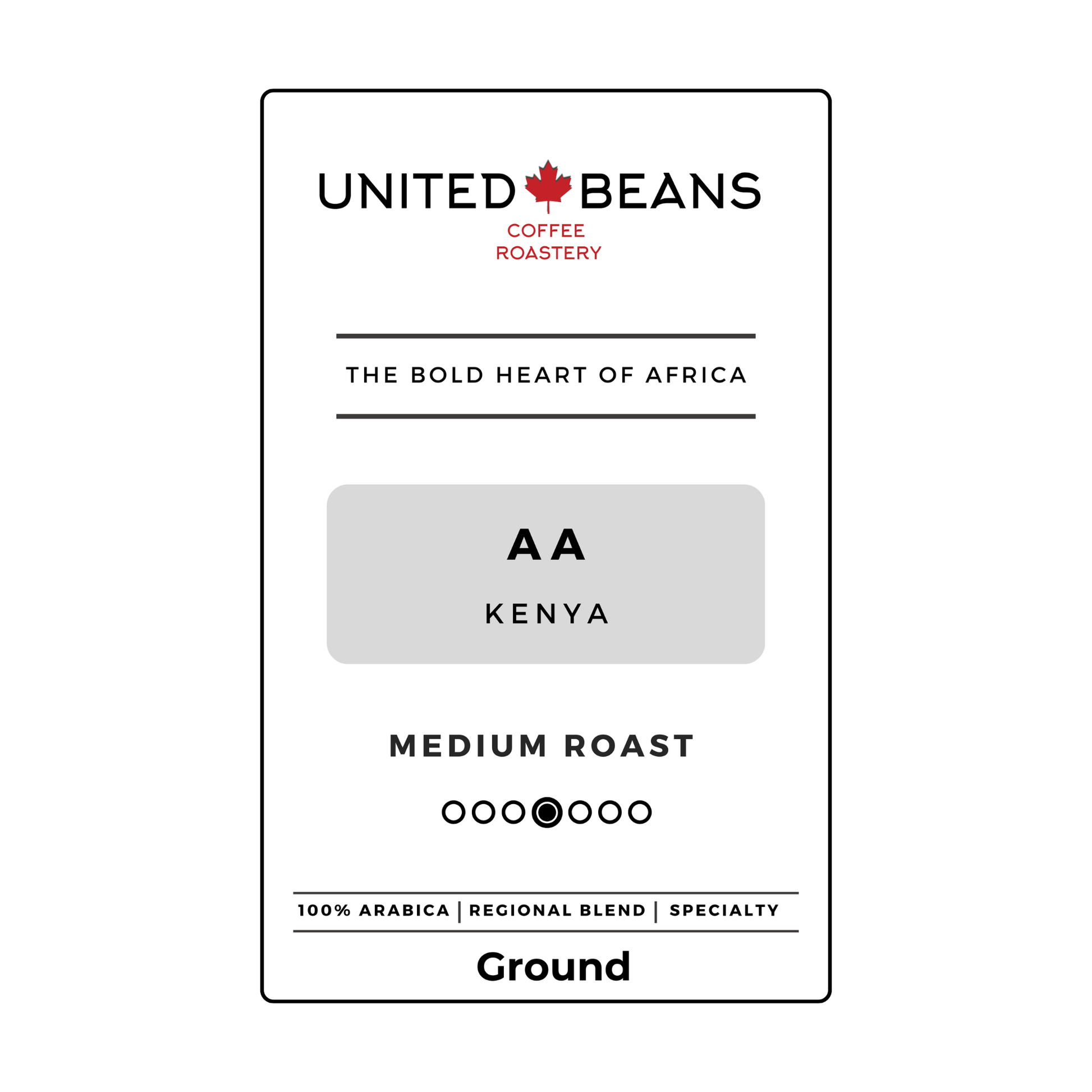 Kenya AA | Ground - United Beans specialty coffee beans in Canada