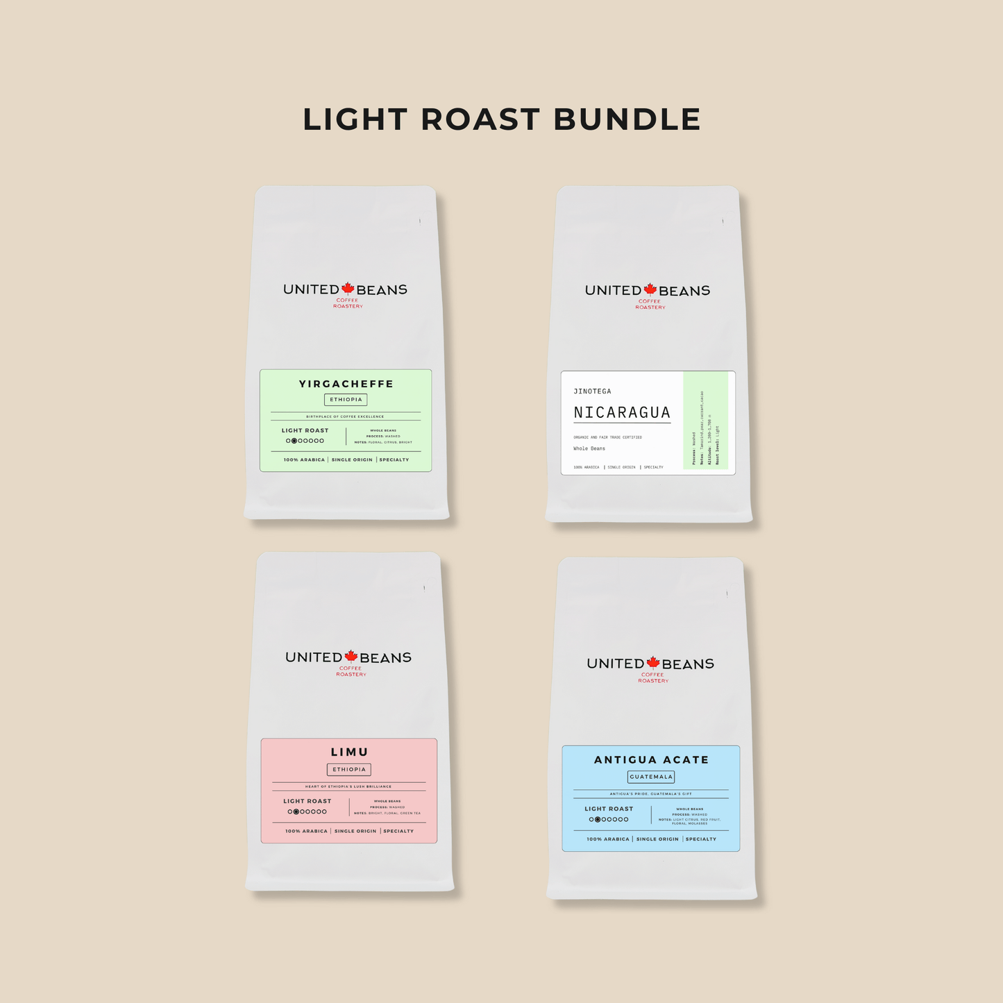 Light Roast Coffee Bundle | 4 bags - United Beans specialty coffee beans in Canada