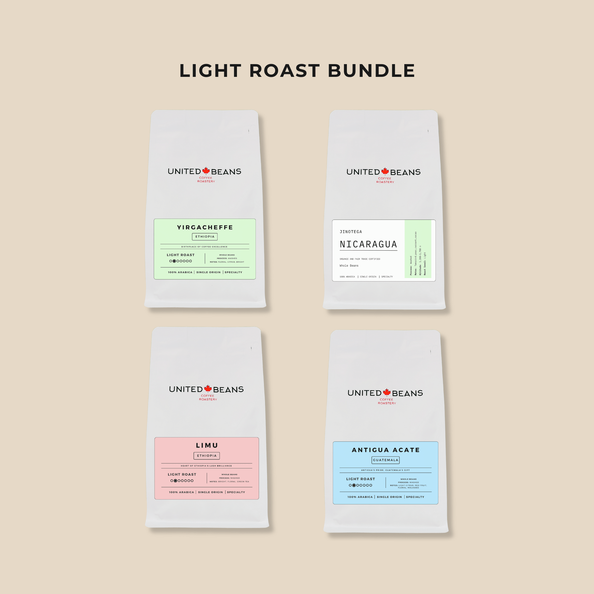 Light Roast Coffee Bundle | 4 bags - United Beans specialty coffee beans in Canada