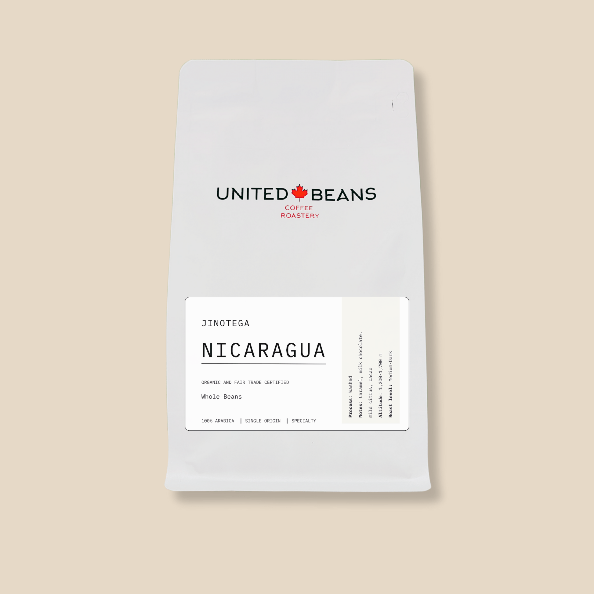 Nicaragua Jinotega Organic| Medium - Dark - United Beans specialty coffee beans in Canada