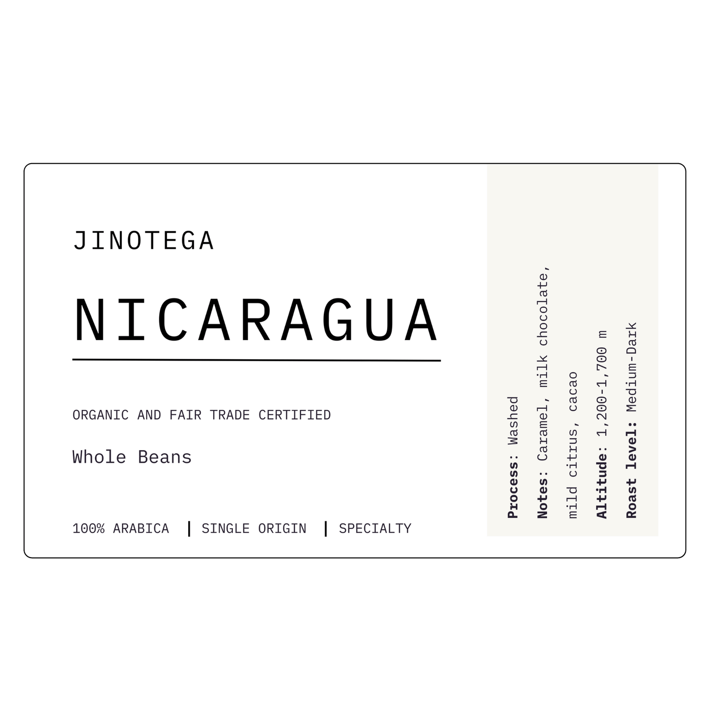 Nicaragua Jinotega Organic| Medium - Dark - United Beans specialty coffee beans in Canada