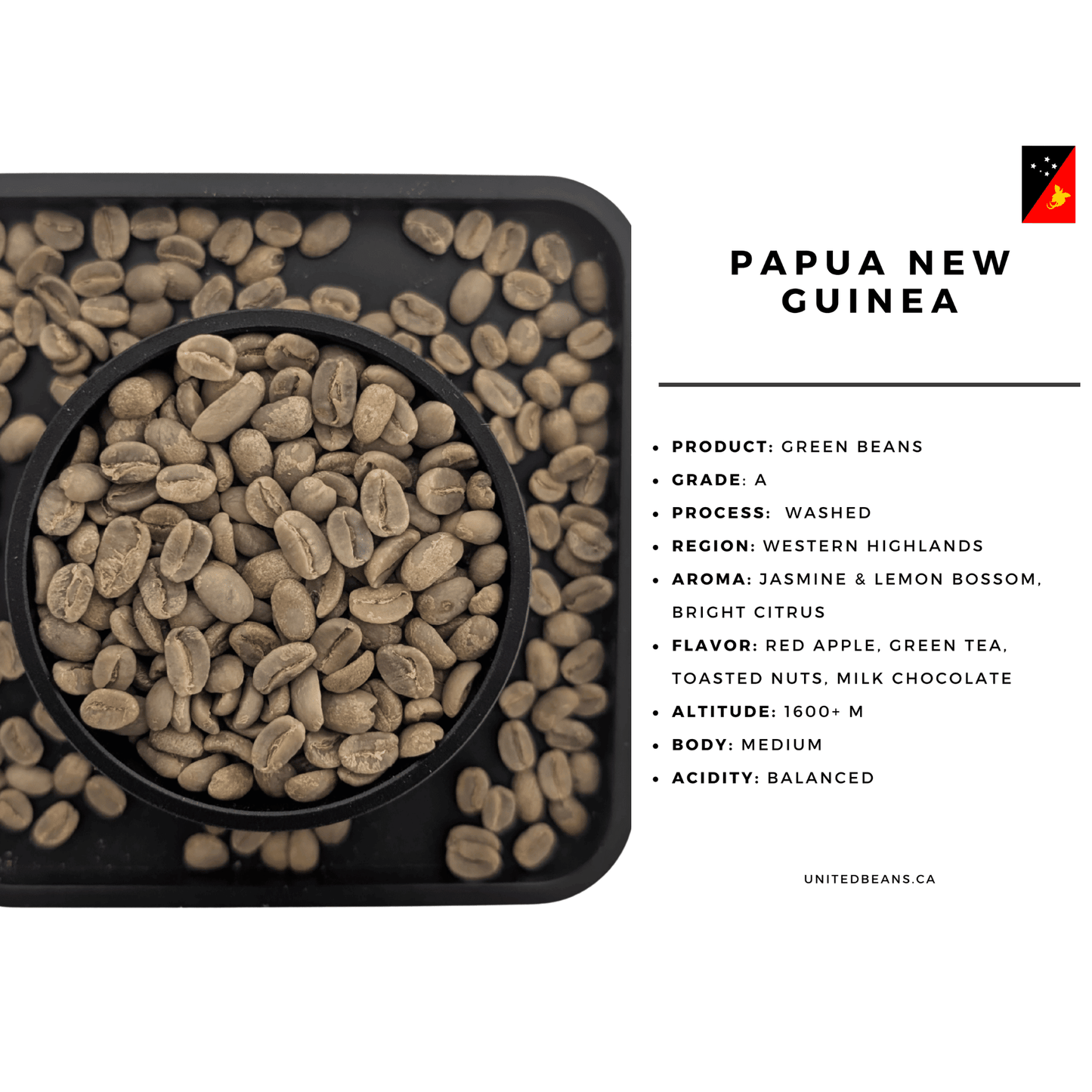 Papua New Guinea Grade A Green Coffee Beans - United Beans specialty coffee beans in Canada