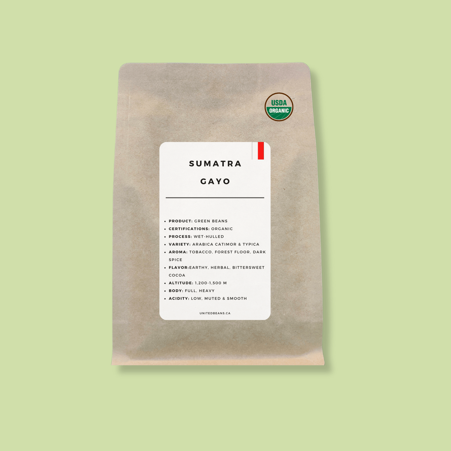 Sumatra G1 FTO Green Coffee Beans - United Beans specialty coffee beans in Canada