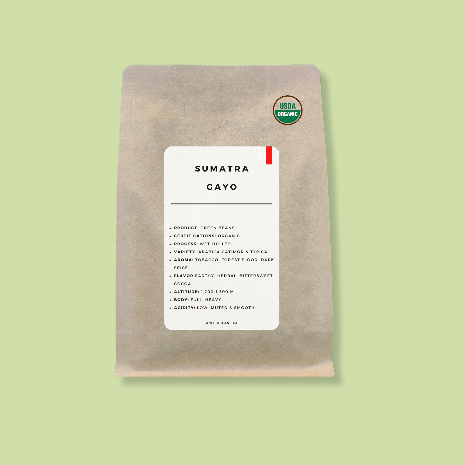 Sumatra G1 FTO Green Coffee Beans - United Beans specialty coffee beans in Canada