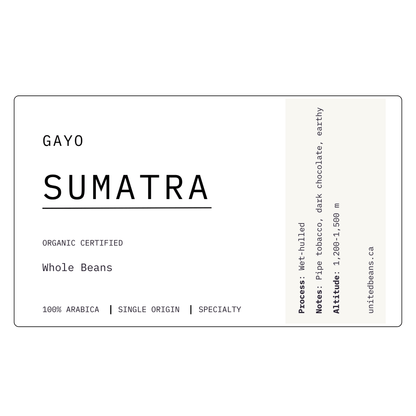 Sumatra G1 Organic Certified | Medium - Dark - United Beans specialty coffee beans in Canada