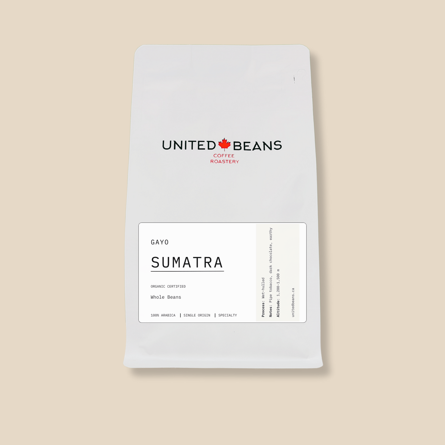 Sumatra G1 Organic Certified | Medium - Dark - United Beans specialty coffee beans in Canada