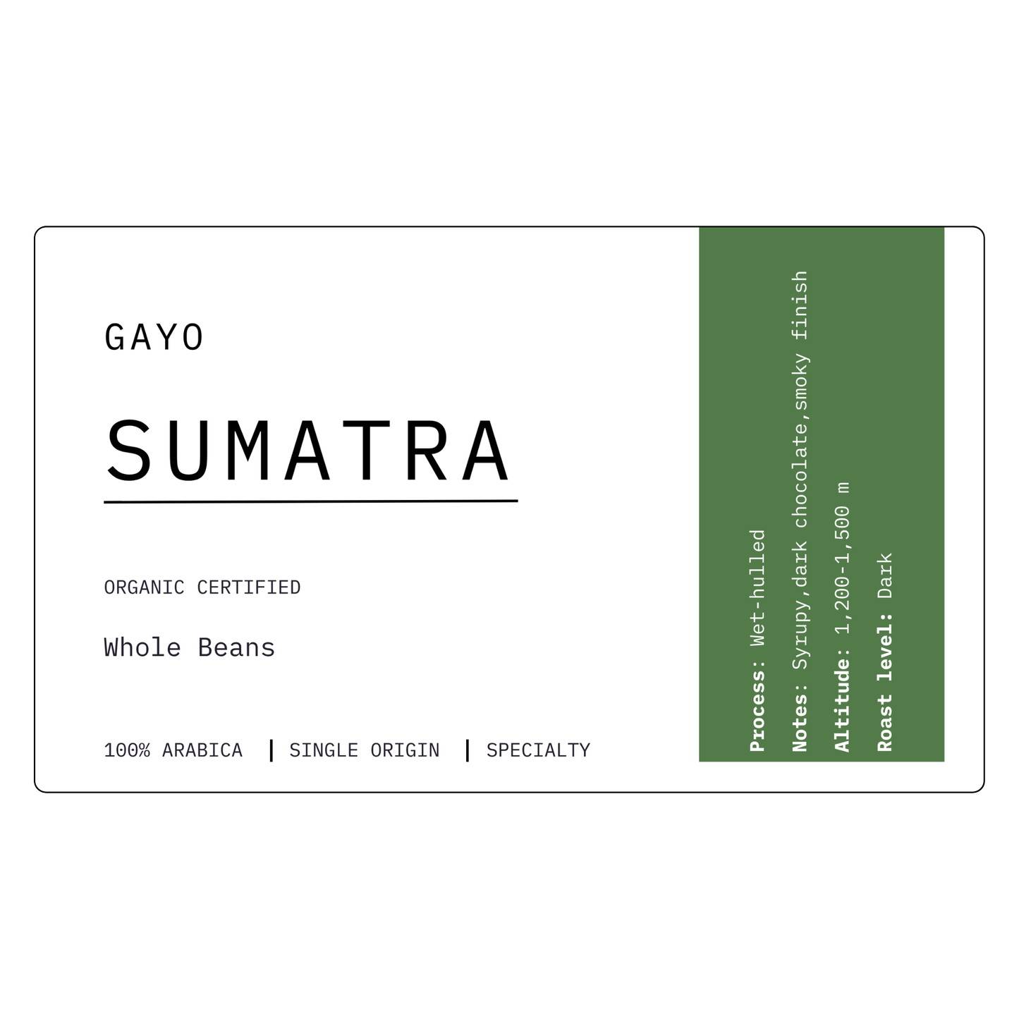 Sumatra G1 USDA | Dark - United Beans specialty coffee beans in Canada