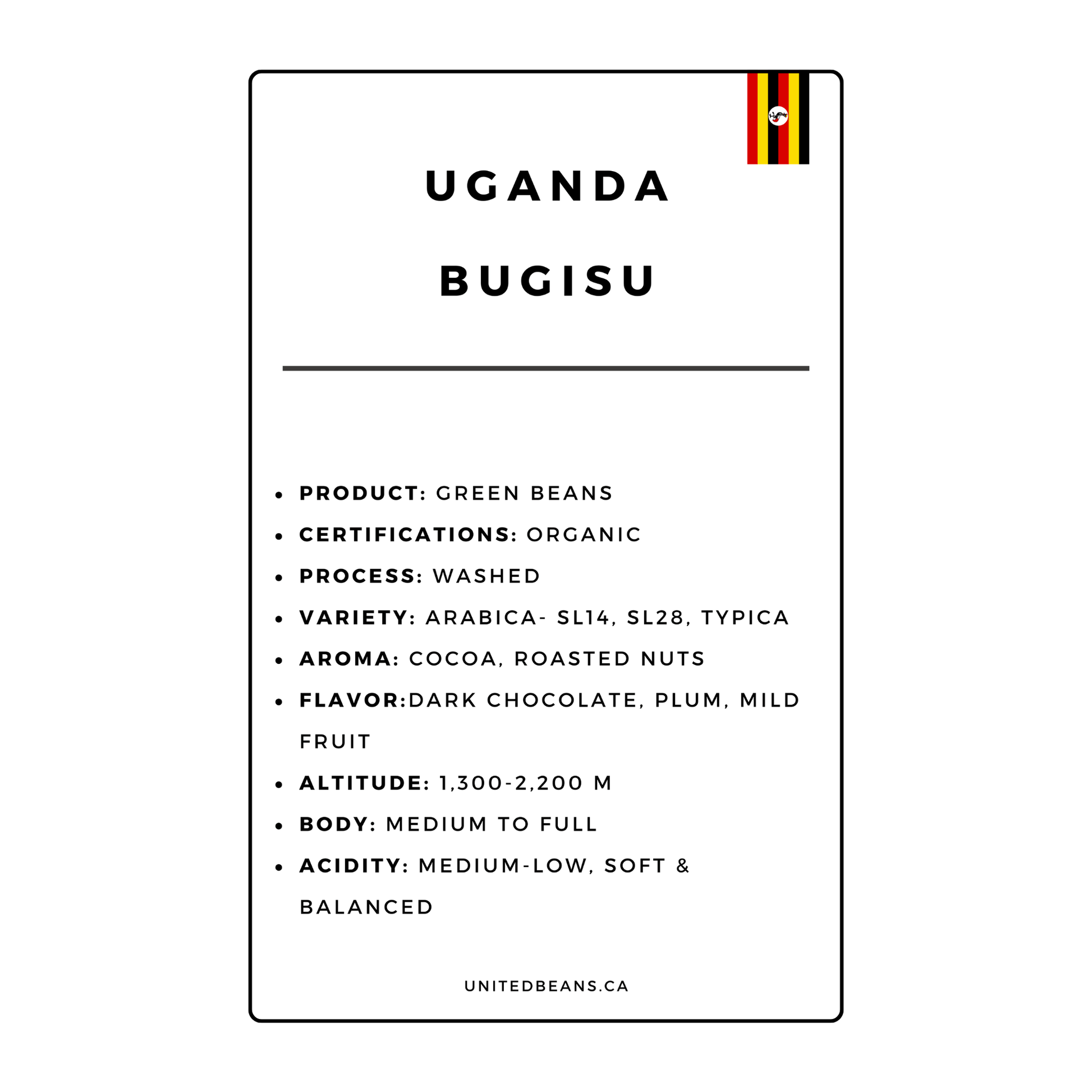 Uganda Bugisu Certified Organic | Green Coffee Beans - United Beans specialty coffee beans in Canada